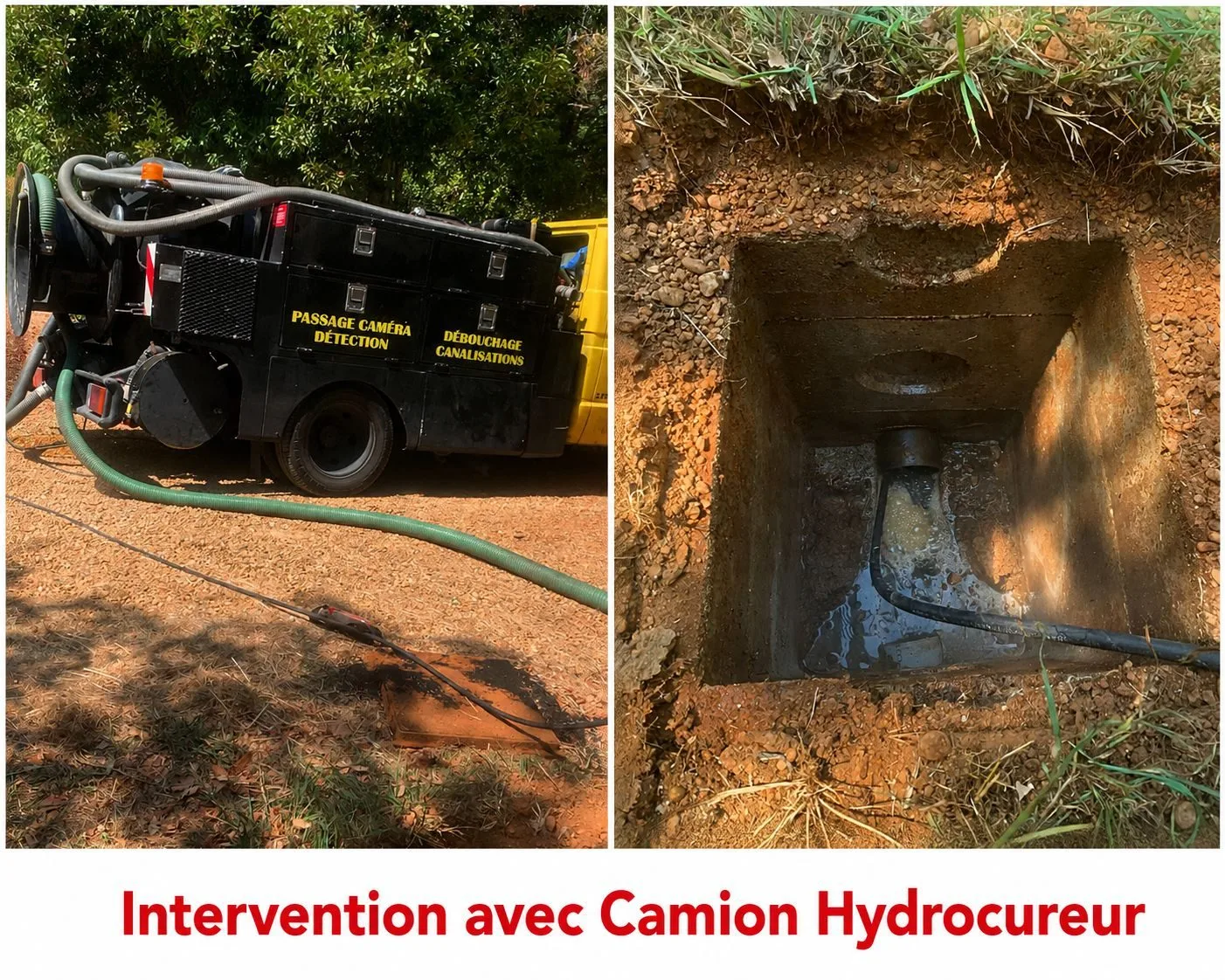 Intervention avec camion hydrocureur