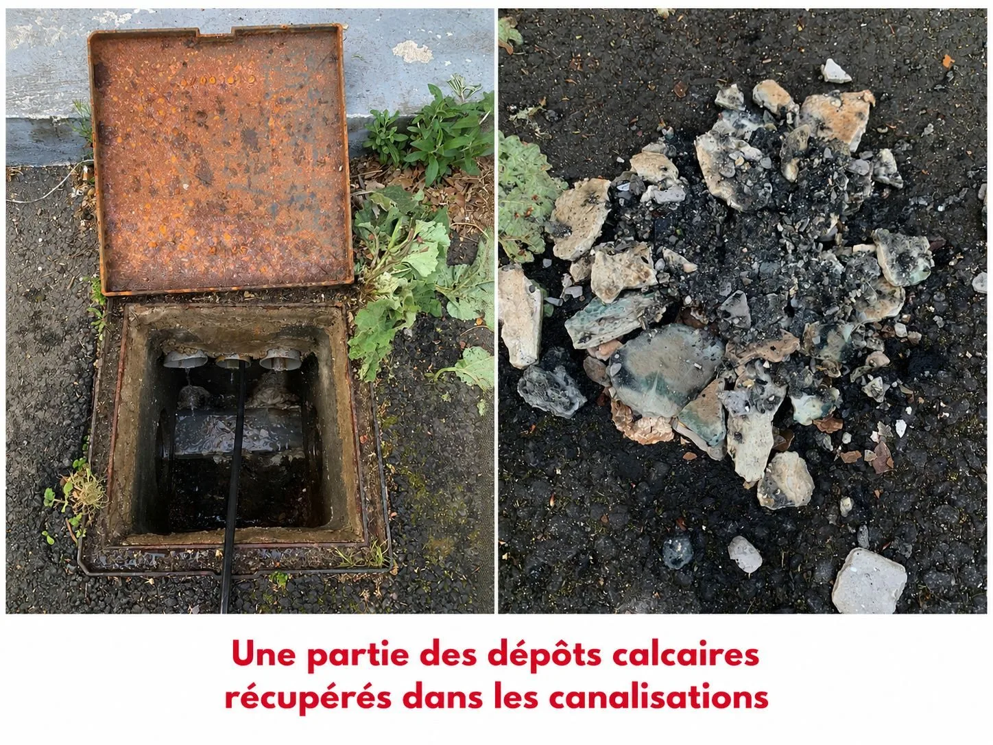 Dépôts calcaires récupérés dans les canalisations
